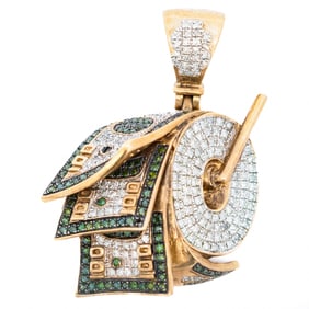 10KYG Pave Diamond “Money-Stack?? Pendant