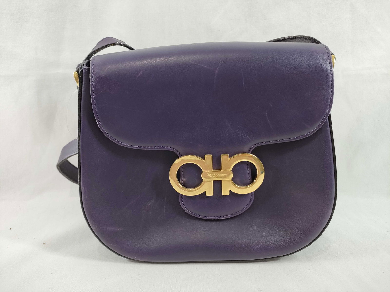 Authentic Salvatore Ferragamo Gancini Mini Shoulder Bag, Purple (1 of 10)