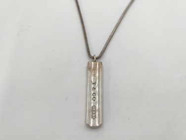 925 Sterling Tiffany & Co. 1837 Bar Pendant Necklace 18"