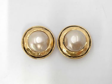 Pre 1986 Chanel Costume Pearl Earrings with Box