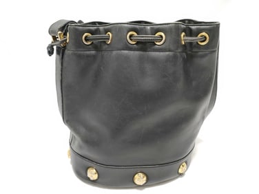 Authentic Salvatore Ferragamo Black Leather Bucket Shoulder Bag