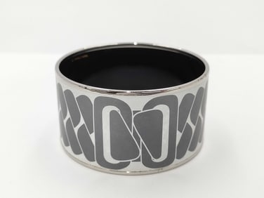 Hermes Extra Wide Black White Palladium Bangle