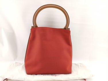 Salvatore Ferragamo Gancini Red Canvas Handbag