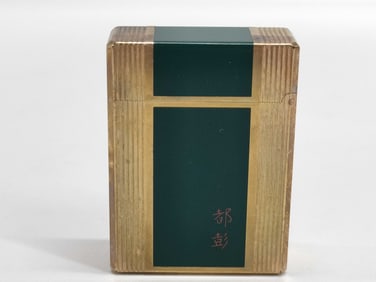 Authentic S.T. Dupont Gold-Tone Lighter with Green Lacquer Panels