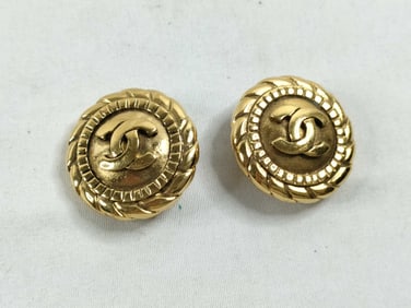 Vintage Chanel Gold-Tone Classic Costume Earrings