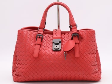 Bottega Veneta Red Intrecciato Leather Handbag