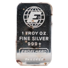 Engelhard 1 Troy Ounce Silver Bar Serialized