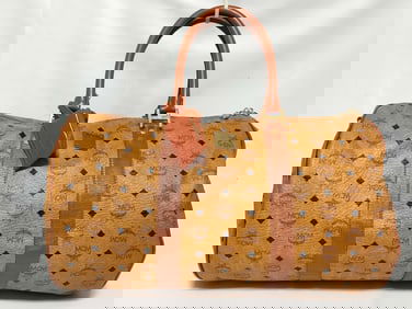 MCM Visetos Camel Boston Bag 50cm