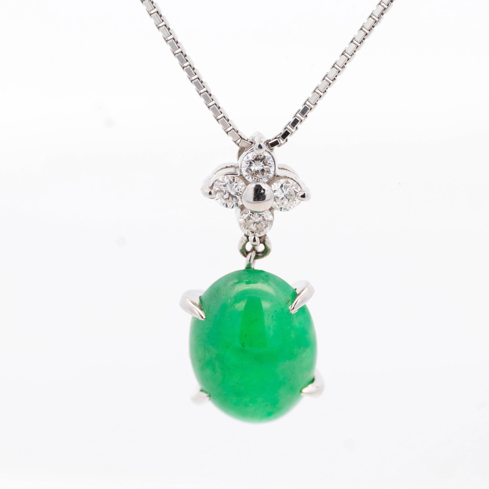 Platinum 4.207ct Natural Jadeite & Diamond Necklace 18" w/Report (1 of 7)