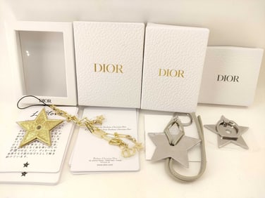 Authentic Dior Star Charm Accessories Lot, 4 Pieces with Boxes