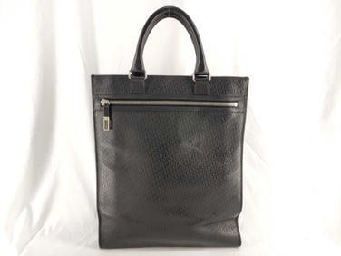Dior Homme Oblique-Embossed Black Leather Tote Bag
