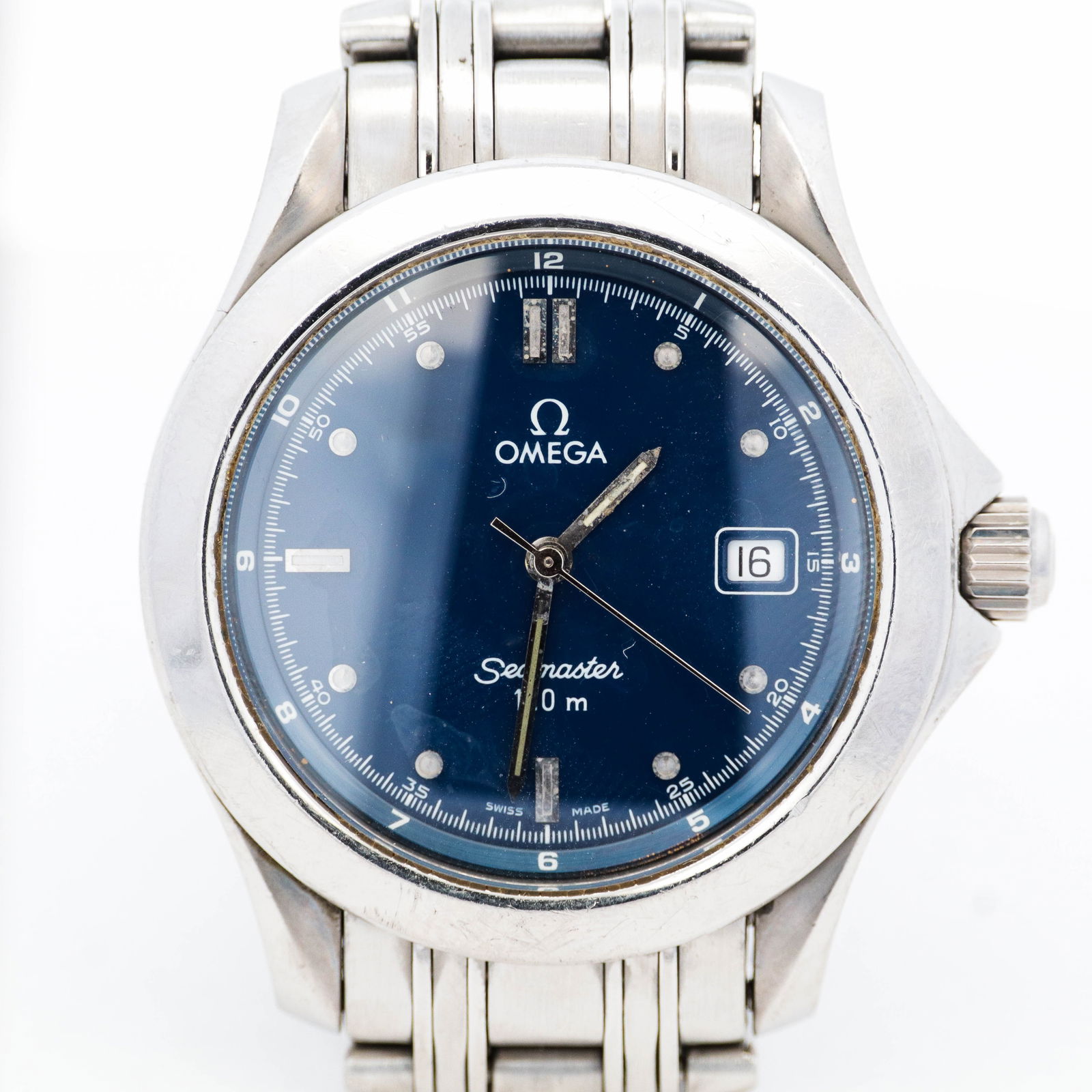 Stainless Steel Omega Seamaster 37.5mm case: Stainless Steel Omega Seamaster 37.5mm case. Total weight 109.7 grams and fits a 6.75 inch wrist. 