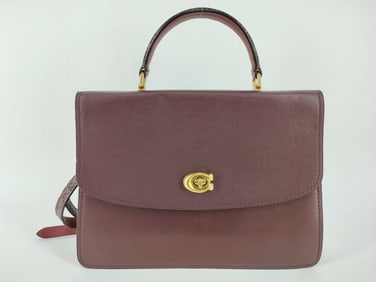 Coach Python Strap Top Handle Shoulder Bag, Burgundy
