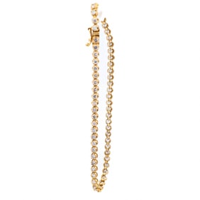 18K Yellow Gold 3.00ctw Natural Diamond Tennis Bracelet, 7.25"