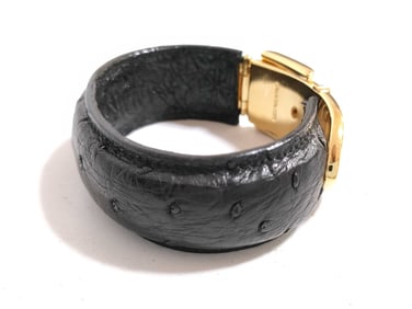 Gucci Natural Ostrich Leather Bracelet with Gold-Tone Hardware