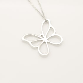 Tiffany & Co. Sterling Silver Stencil Butterfly Necklace 16"