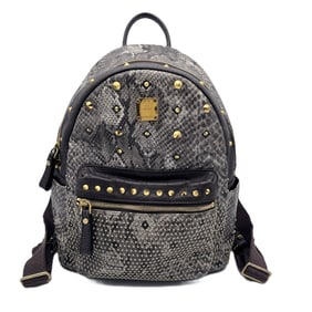 MCM Small Python Stud Armour Backpack with gold-tone hardware