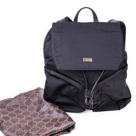 Gucci Canvas Drawstring Backpack Black – Vintage Nylon with Leather Trim
