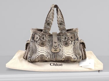 Chloé Silverado Natural Python Leather Handbag