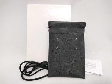 Maison Margiela Black Leather Phone Pouch