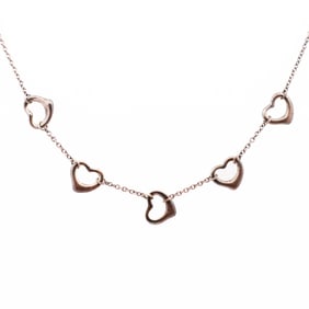 Tiffany & Co. Open Heart Necklace Sterling Silver with Box & Pouch 16"