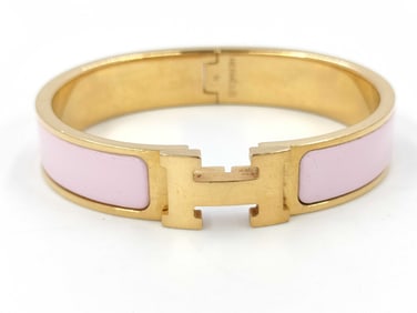 Hermès Click H Bangle Bracelet Pink Enamel with Box & Pouch