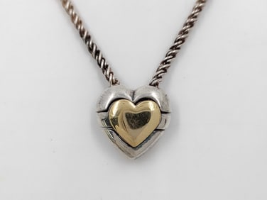 18K Gold & 925 Tiffany & Co. Puzzle Heart Necklace 16"