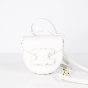 CELINE Mini Besace Cuir Triomphe White Leather Bag