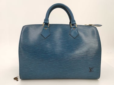 Louis Vuitton Epi Speedy 30 in blue leather