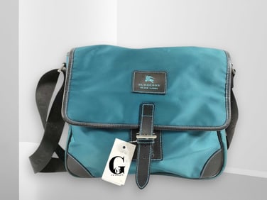 Burberry Black Label Teal Nylon Unisex Work/Messenger Bag