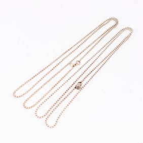 Set of 2 925 Sterling Silver Tiffany and Co. Ball Bead Necklaces