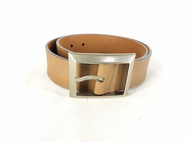 Gucci Distressed Nickel and Leather Belt