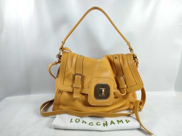Longchamp Gabby Mustard Leather 2-Way Shoulder Bag