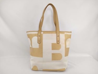Bally B logo canvas and leather tote bag