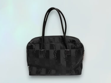 Vintage Yves Saint Laurent Black Leather & Nylon Chic Handbag