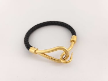 Hermès Jumbo Hook bracelet black & gold with. box