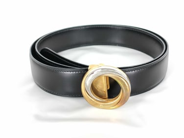 Cartier Trinity Black Leather Belt 103cm with box