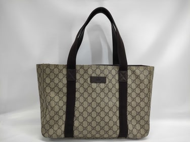 Gucci GG Supreme tote bag in beige coated canvas & leather