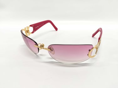 Salvatore Ferragamo Rimless Sunglasses with Pink Gradient & Gold tone