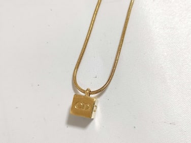 Vintage Christian Dior cube pendant necklace