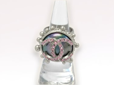 Chanel b46 Cocomark Rhinestone Ring sz 6.5