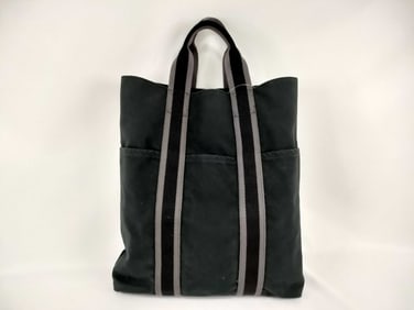 HERMES Fourre Tout Canvas Tote Bag Canvas Black