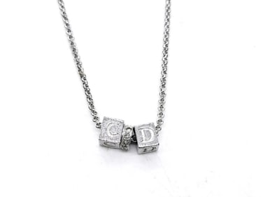 Christian Dior Women's Necklace Pendant CD Logo Cube