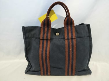 Hermès Navy Striped Fourre Tout PM tote bag