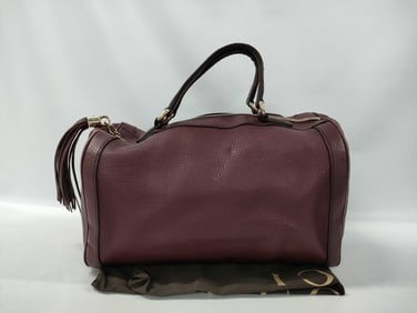 Gucci Soho Boston leather handbag in burgundy pebbled leather 30cm
