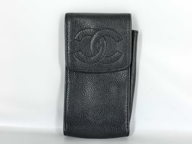 Chanel Caviar Skin Phone Holder/ Leather Pouch
