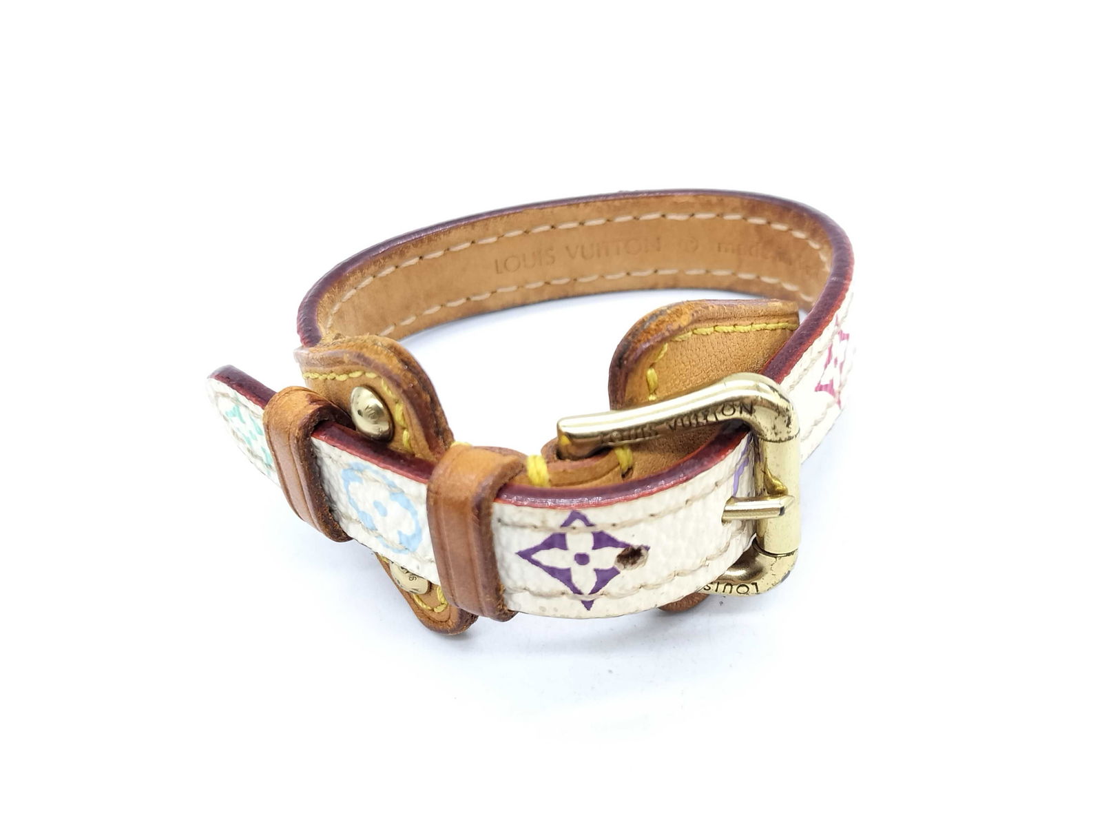 Louis Vuitton Multicolor Monogram Leather Buckle Bracelet (1 of 10)