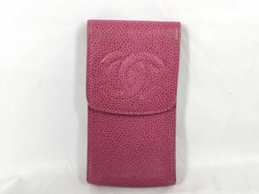 Chanel Caviar Phone Holder/ Accessory Pouch in Pink Leather