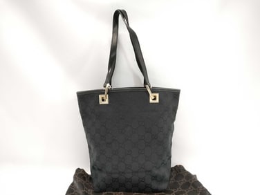 Gucci GG Black Canvas and Leather Tote Bag