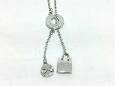 Christian Dior Bolo Charm Necklace Palladium Plated 30" Super cute